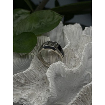 Vintage 925 Sterling Silver Black Onyx & Marcasite Ring Size 8.5