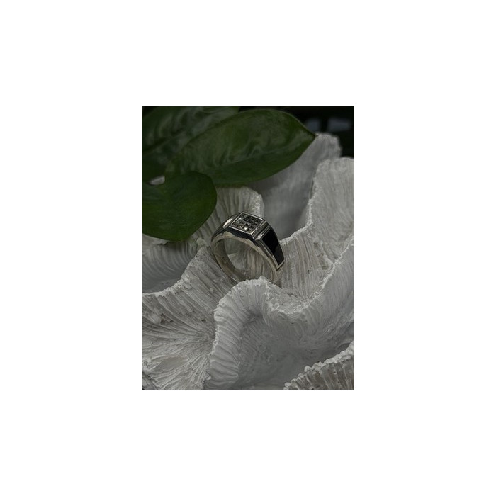 Vintage 925 Sterling Silver Black Onyx & Marcasite Ring Size 8.5