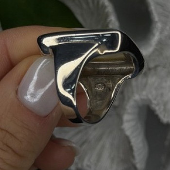 Elegant 925 Sterling Silver White Abalone Mother of Pearl Ring Size 7