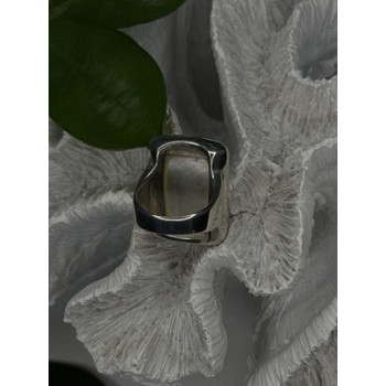 Elegant 925 Sterling Silver White Abalone Mother of Pearl Ring Size 7