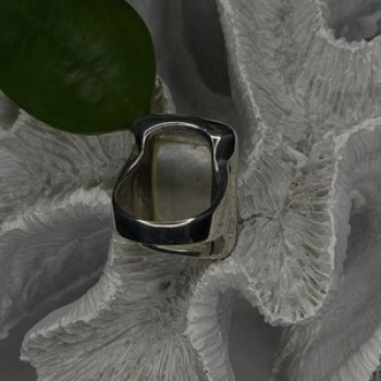 Elegant 925 Sterling Silver White Abalone Mother of Pearl Ring Size 7