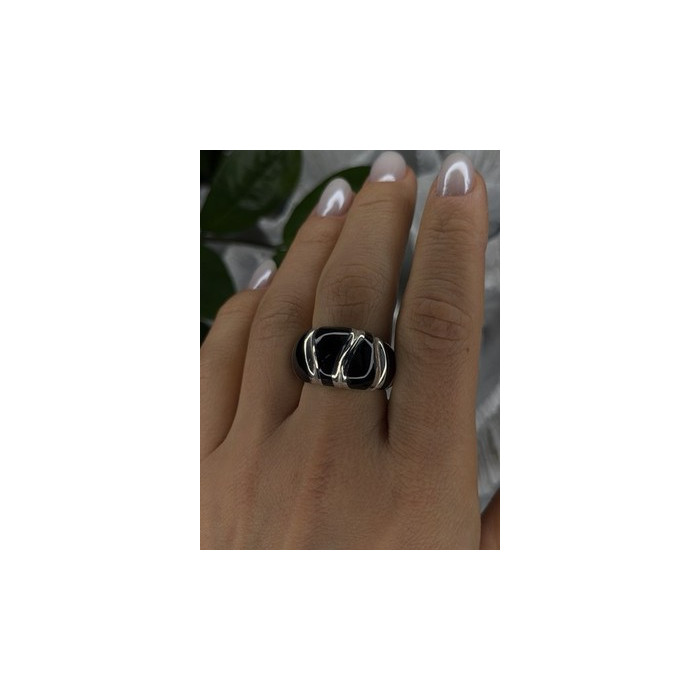 Elegant 925 Sterling Silver Black Onyx Ring Size 8.5
