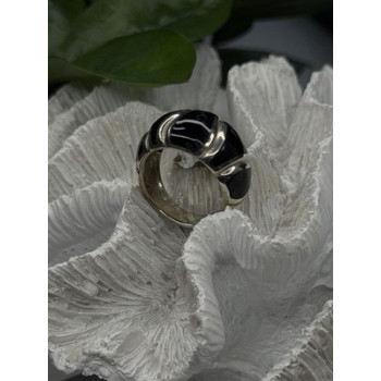Elegant 925 Sterling Silver Black Onyx Ring Size 8.5