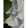925 Sterling Silver Blue Turquoise & White Colorless Beryl Ring Size 9