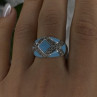 925 Sterling Silver Blue Turquoise & White Colorless Beryl Ring Size 9