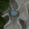 925 Sterling Silver Blue Turquoise & White Colorless Beryl Ring Size 9