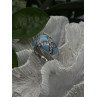 925 Sterling Silver Blue Turquoise & White Colorless Beryl Ring Size 9