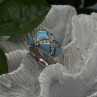 925 Sterling Silver Blue Turquoise & White Colorless Beryl Ring Size 9