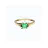 10K YELLOW GOLD TSAVORITE & DIAMONDS RING SIZE 6.25