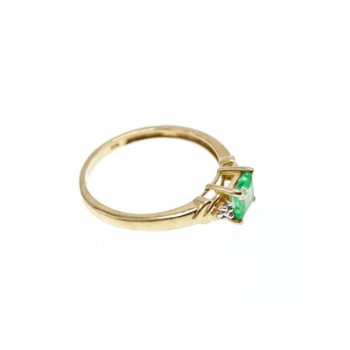 10K YELLOW GOLD TSAVORITE & DIAMONDS RING SIZE 6.25