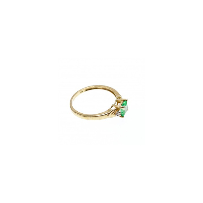 10K YELLOW GOLD TSAVORITE & DIAMONDS RING SIZE 6.25