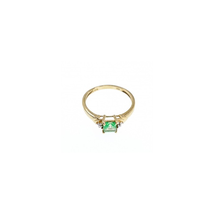 10K YELLOW GOLD TSAVORITE & DIAMONDS RING SIZE 6.25
