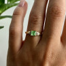10K Yellow Gold Tsavorite & Diamonds Ring Size 6.25