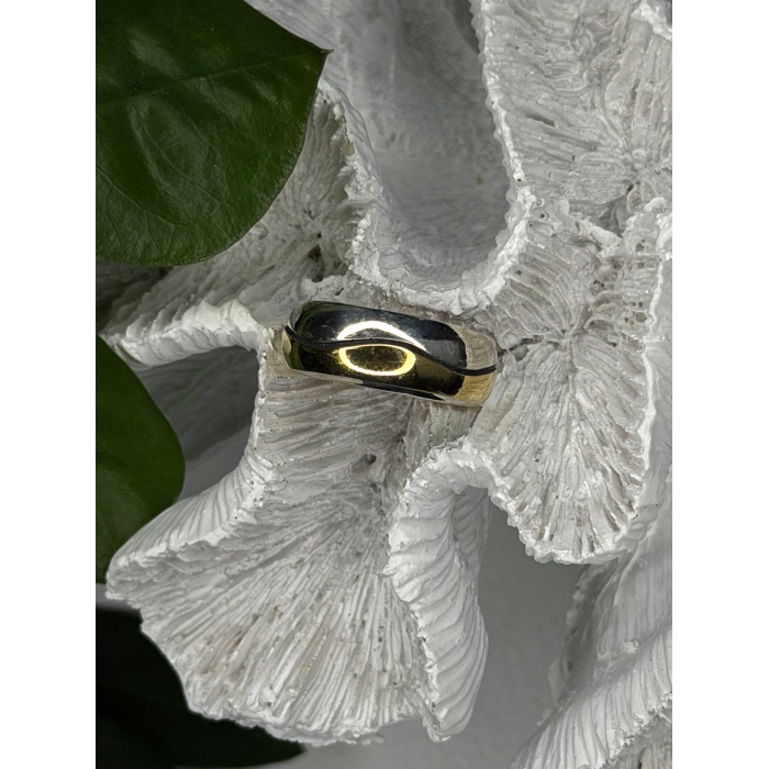 925 Sterling Silver & Yellow Gold Plated Ring Size 7
