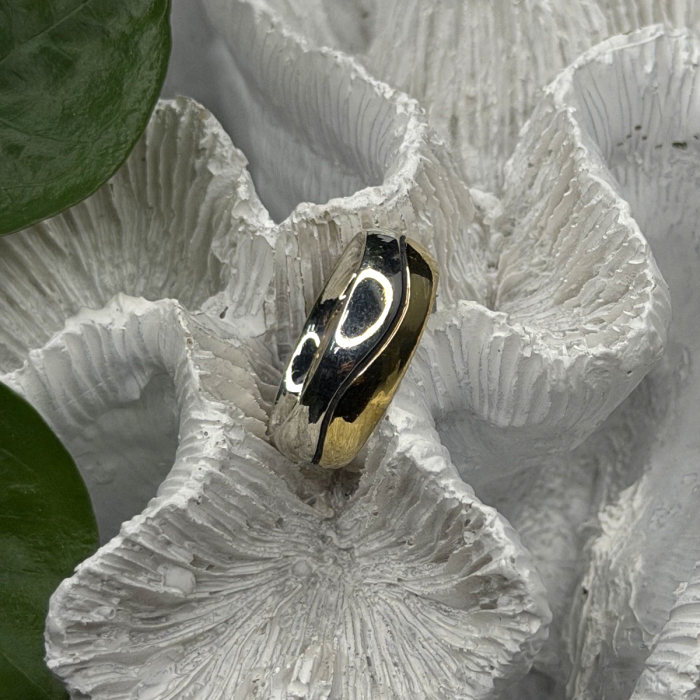 925 Sterling Silver & Yellow Gold Plated Ring Size 7