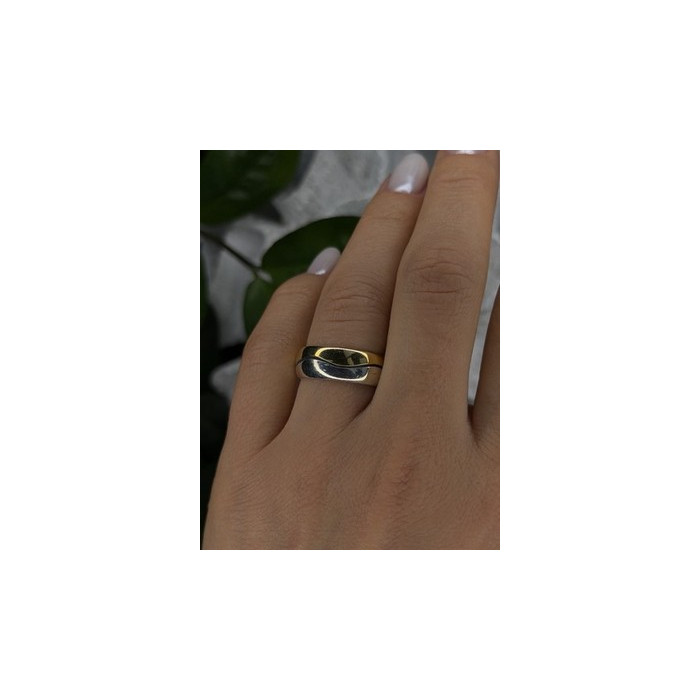 925 Sterling Silver & Yellow Gold Plated Ring Size 7