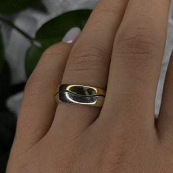 925 Sterling Silver & Yellow Gold Plated Ring Size 7