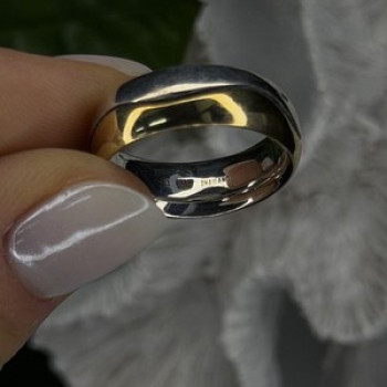 925 Sterling Silver & Yellow Gold Plated Ring Size 7