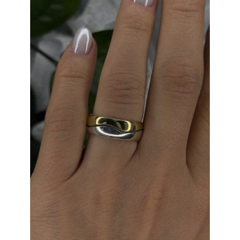925 Sterling Silver & Yellow Gold Plated Ring Size 7