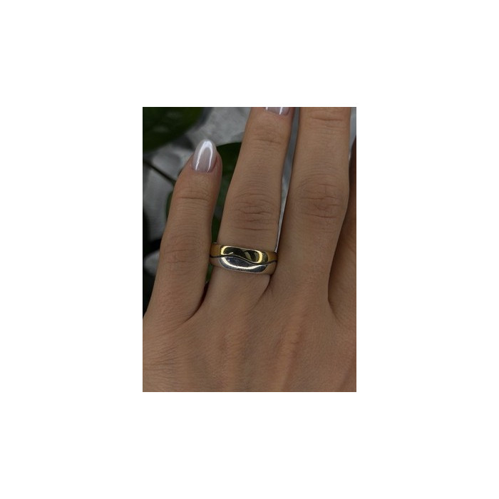 925 Sterling Silver & Yellow Gold Plated Ring Size 7