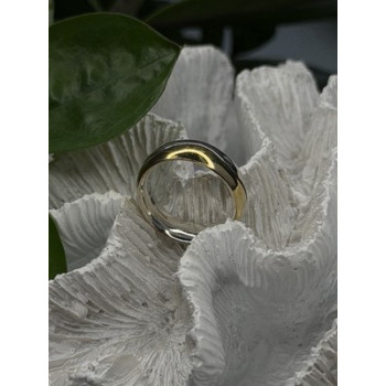 925 Sterling Silver & Yellow Gold Plated Ring Size 7