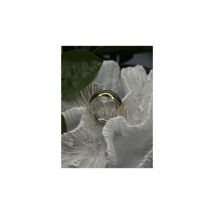 925 Sterling Silver & Yellow Gold Plated Ring Size 7