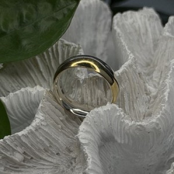 925 Sterling Silver & Yellow Gold Plated Ring Size 7