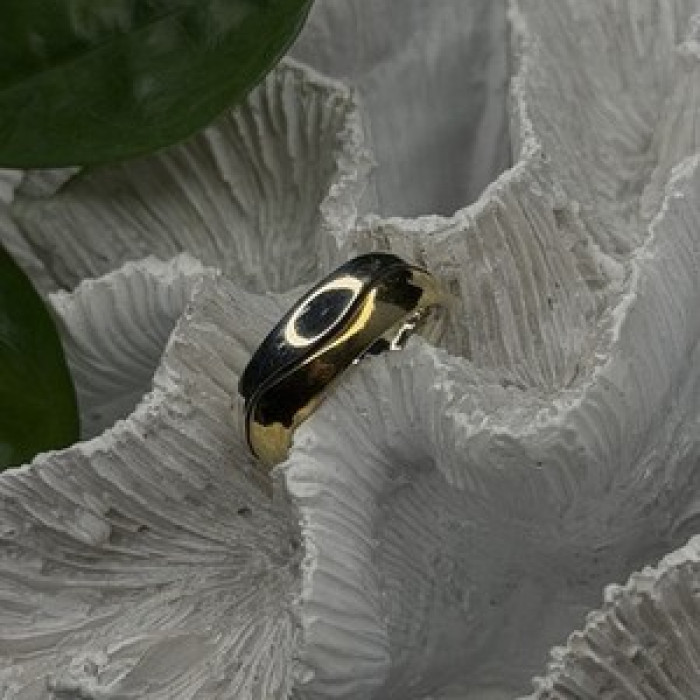 925 Sterling Silver & Yellow Gold Plated Ring Size 7