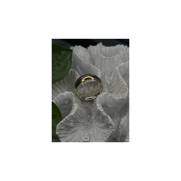 925 Sterling Silver & Yellow Gold Plated Ring Size 7