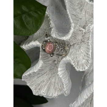 925 Sterling Silver Pink Rhodochrosite Ring Size 8
