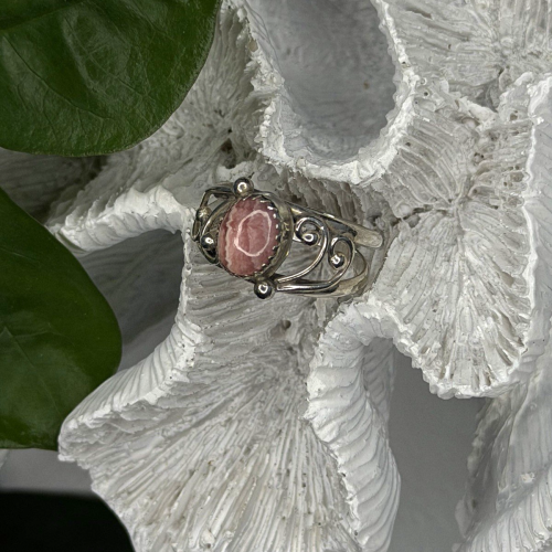 925 Sterling Silver Pink Rhodochrosite Ring Size 8