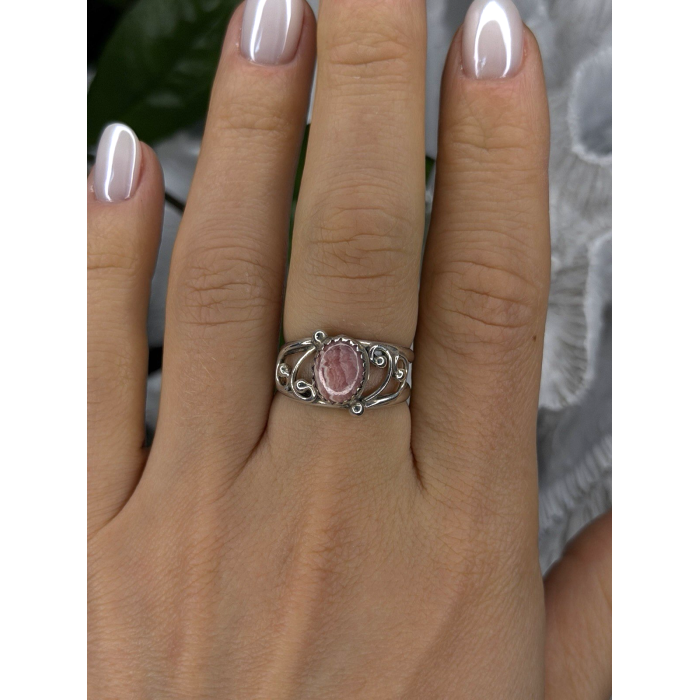 925 Sterling Silver Pink Rhodochrosite Ring Size 8