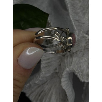 925 Sterling Silver Pink Rhodochrosite Ring Size 8