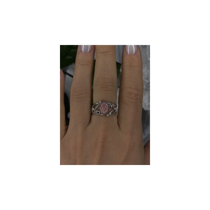 925 Sterling Silver Pink Rhodochrosite Ring Size 8