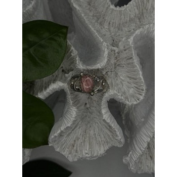925 Sterling Silver Pink Rhodochrosite Ring Size 8