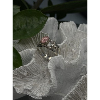 925 Sterling Silver Pink Rhodochrosite Ring Size 8