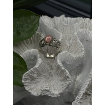 925 Sterling Silver Pink Rhodochrosite Ring Size 8
