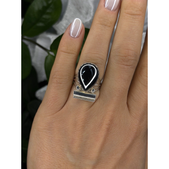 Vintage 925 Sterling Silver Hematite Ring Size 6.5