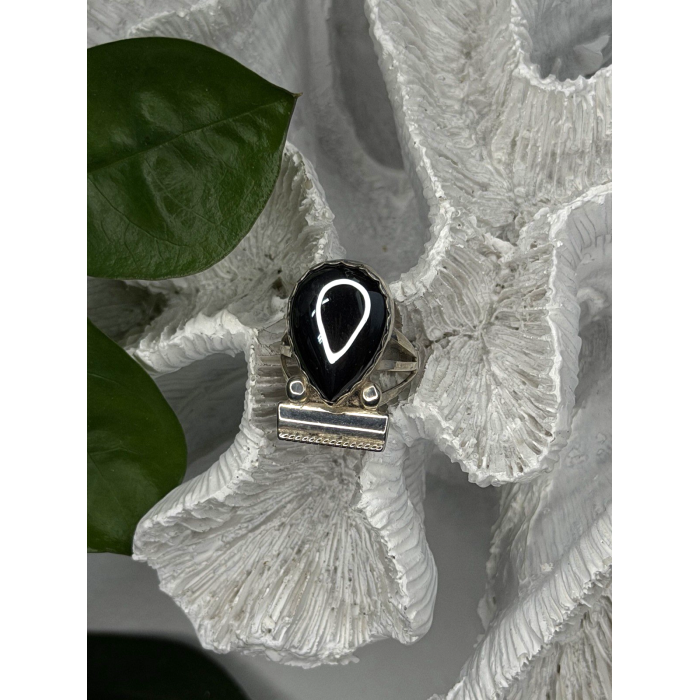 Vintage 925 Sterling Silver Hematite Ring Size 6.5