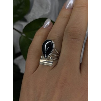 Vintage 925 Sterling Silver Hematite Ring Size 6.5