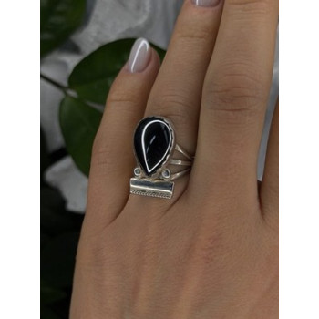 Vintage 925 Sterling Silver Hematite Ring Size 6.5