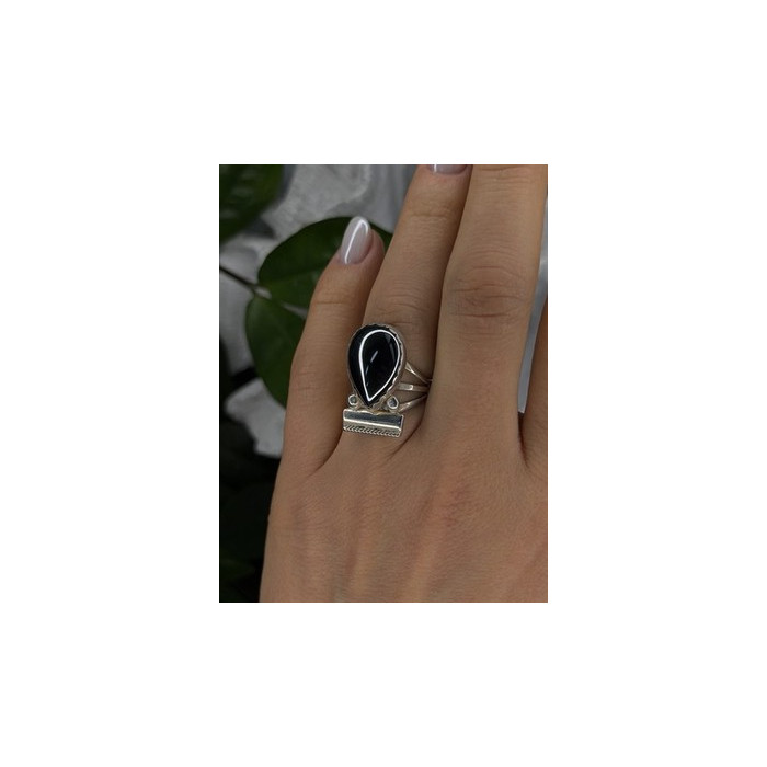 Vintage 925 Sterling Silver Hematite Ring Size 6.5