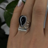 Vintage 925 Sterling Silver Hematite Ring Size 6.5