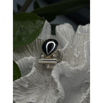 Vintage 925 Sterling Silver Hematite Ring Size 6.5