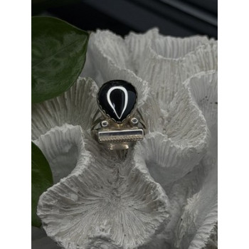 Vintage 925 Sterling Silver Hematite Ring Size 6.5