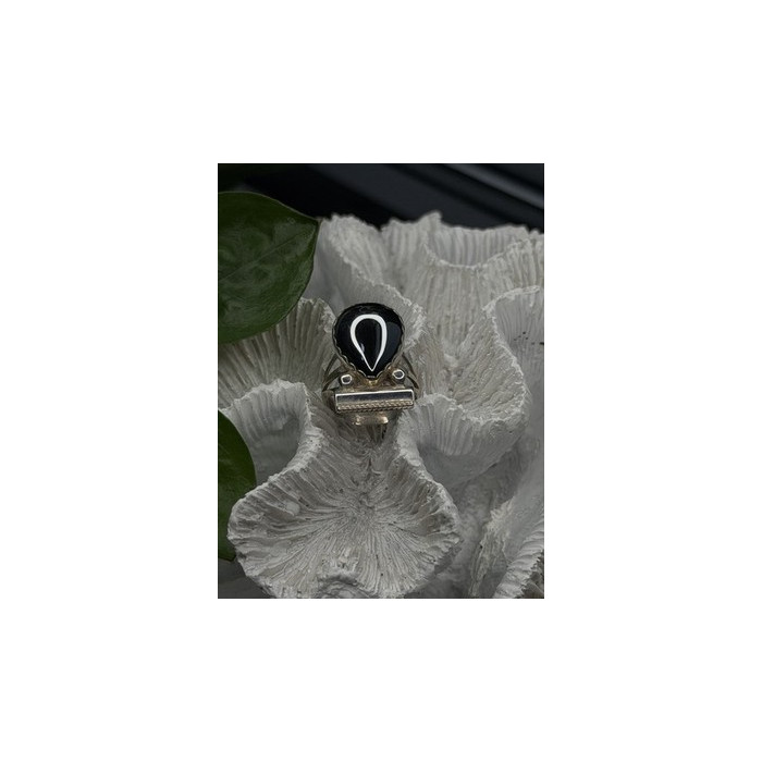 Vintage 925 Sterling Silver Hematite Ring Size 6.5