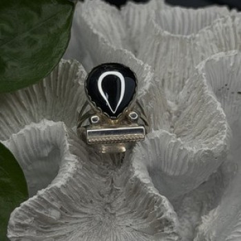 Vintage 925 Sterling Silver Hematite Ring Size 6.5