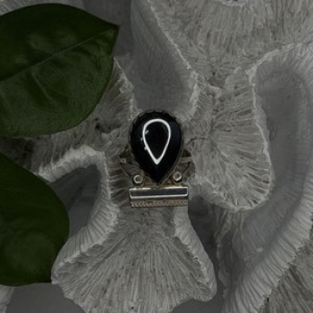 Vintage 925 Sterling Silver Hematite Ring Size 6.5