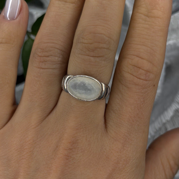 925 Sterling Silver White Abalone Mother of Pearl Ring Size 7