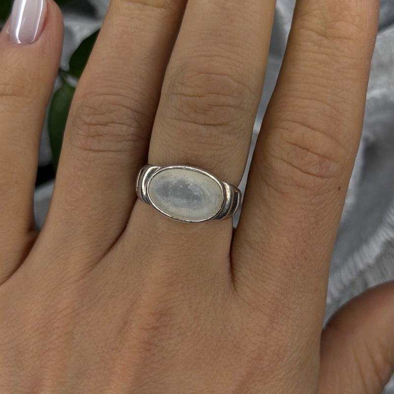 925 Sterling Silver White Abalone Mother of Pearl Ring Size 7
